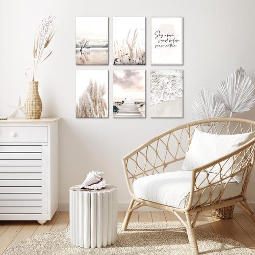 Novart Wandbilder Set Boho Strand - KOMPLETT AUFHÄNGFERTIG - Made in Germany - Moderne Bilder  Wohnzimmer Schlafzimmer - N013464a