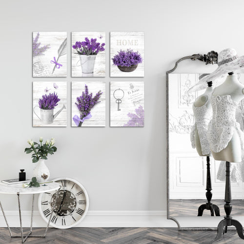 Novart Wandbilder - KEIN EXTRA RAHMEN BENÖTIGT - Wohnzimmer Schlafzimmer - Bilder Modern Home Provence - Lavendel Viollet - N002965a