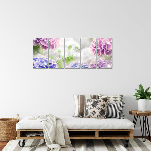 Runa Art Bild Blumen Hortensien Wandbilder auf Vlies Leinwand 5 Teilig Wanddekoration Wohnzimmer Schlafzimmer 017456c