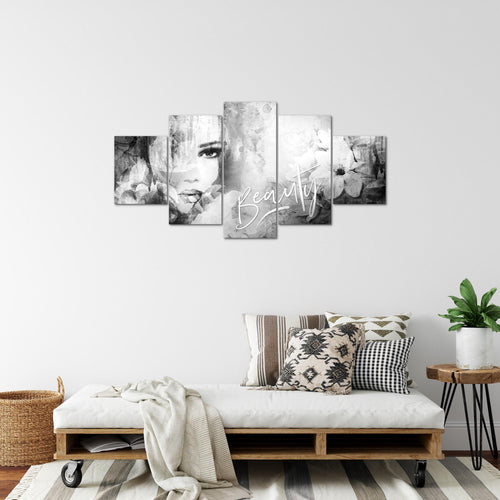 Runa Art Bild Wohnzimmer Schlafzimmer Blumen Vintage 5 Teilig Frau Bunt Wandbilder auf Vlies Leinwand 039353c