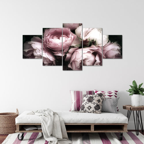Runa Art - Bilder Blumen Rosen 200 x 100 cm 5 Teilig XXL Wanddekoration Design Schwarz Bunt 039151a