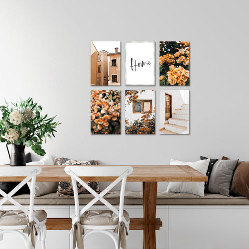 Novart Wandbilder Set Home Blumen - KOMPLETT AUFHÄNGFERTIG - Made in Germany - Moderne Bilder  Wohnzimmer Schlafzimmer - N010164a