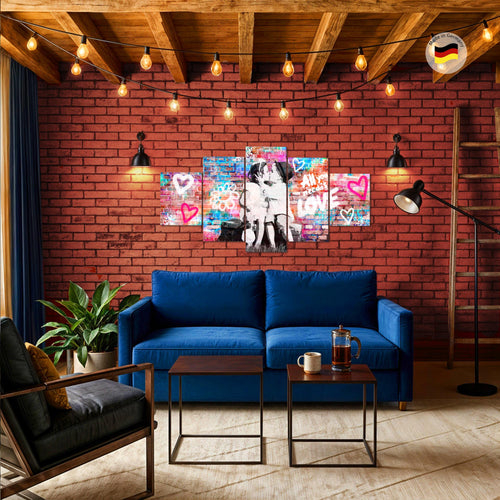 Runa Art - Bilder the First Kiss 200 x 100 cm 5 Teilig XXL Wanddekoration Design Bunt 044651a