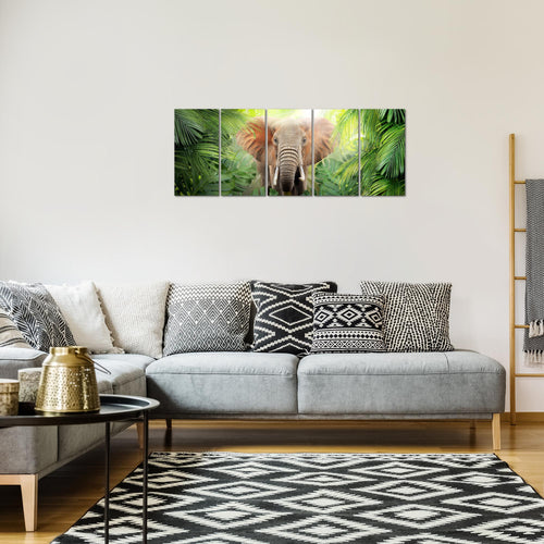 Runa Art Bild Elefant Abstrakt Wandbilder auf Vlies Leinwand 5 Teilig Wanddekoration Wohnzimmer Schlafzimmer 037556b