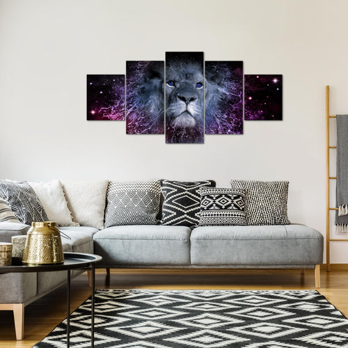 Runa Art - Bilder Sternzeichen Löwe 200 x 100 cm 5 Teilig XXL Wanddekoration Design Lila 040751c