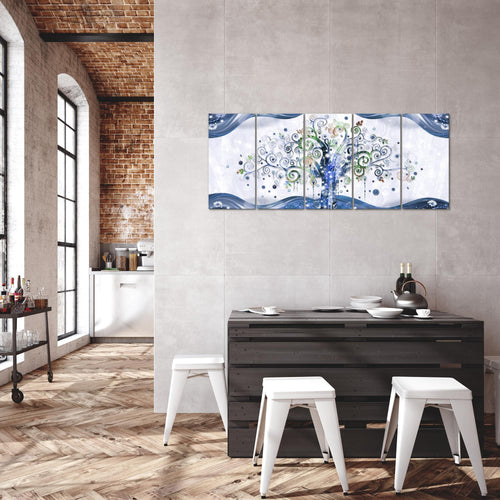 Runa Art Bild Gustav Klimt Baum des Lebens Wandbilder auf Vlies Leinwand 5 Teilig Wanddekoration Wohnzimmer 003056b
