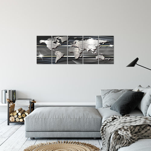 Runa Art Bild Weltkarte Wandbilder auf Vlies Leinwand 5 Teilig Wanddekoration Büro Wohnzimmer 107956a