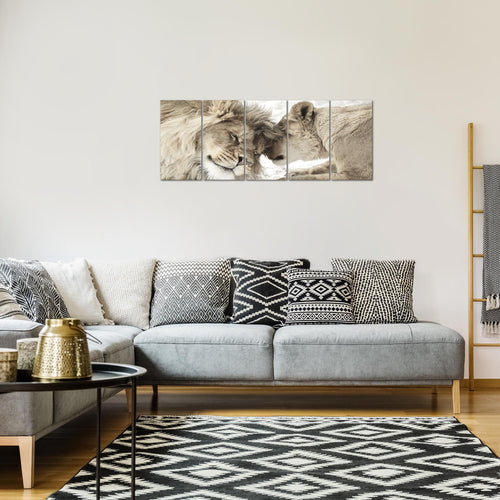 Runa Art Bild Löwen Liebe Wandbilder auf Vlies Leinwand 5 Teilig Wanddekoration Wohnzimmer Schlafzimmer 002156b