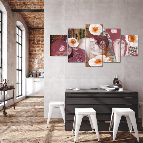 Runa Art - Bilder Collage Gustav Klimt 200 x 100 cm 5 Teilig XXL Wanddekoration Design Rosa 018551b