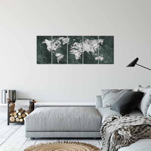 Runa Art Bild Weltkarte Wandbilder auf Vlies Leinwand 5 Teilig Wanddekoration Büro Wohnzimmer 002956c
