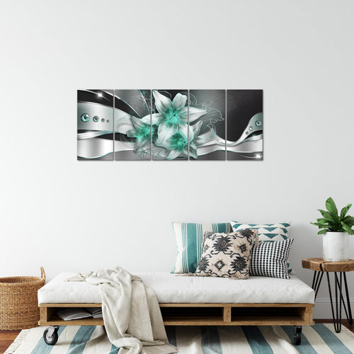 Runa Art Bild Blumen Lilien Wandbilder auf Vlies Leinwand 5 Teilig Wanddekoration Wohnzimmer Schlafzimmer 039656b
