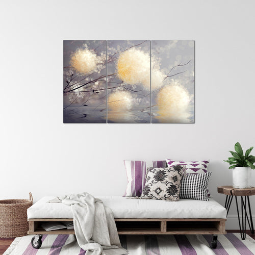 Runa Art Wandbilder Pusteblumen Bild XXL Wohnzimmer Schlafzimmer Grau Beige Abstrakt 120 x 80 cm 3 Teilig 044231a