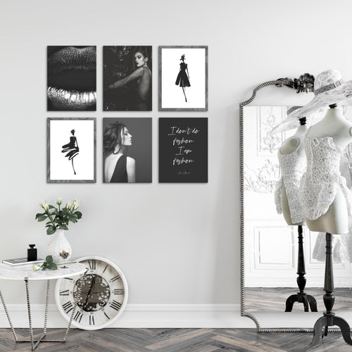 Novart Wandbilder - KEIN EXTRA RAHMEN BENÖTIGT - Wohnzimmer Mädchen Teenager - Bilder Modern Fashion - Schwarz Weiss - N000865a