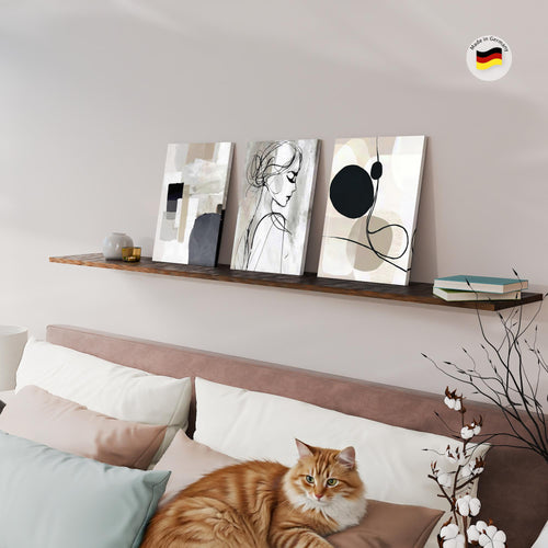 Novart Wandbilder Set Abstrakt - KOMPLETT AUFHÄNGFERTIG - Wohnzimmer Schlafzimmer Büro Deko - 3 Moderne Bilder Minimalismus - N041535a