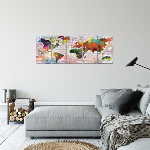 Runa Art Bild Weltkarte Wandbilder auf Vlies Leinwand 5 Teilig Wanddekoration Büro Wohnzimmer 106956a