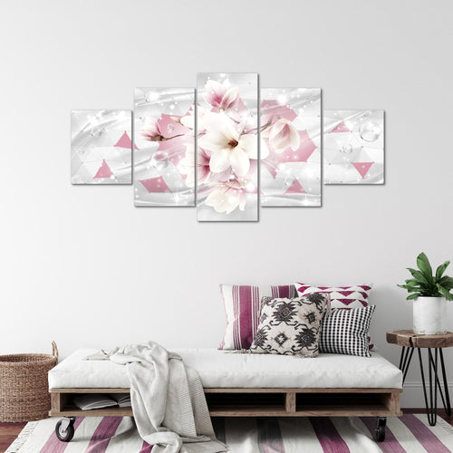 Runa Art - Bilder Blumen Magnolien 200 x 100 cm 5 Teilig XXL Wanddekoration Design Rosa 017051a