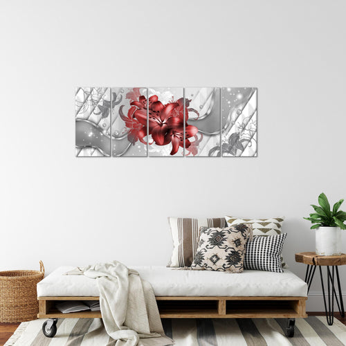 Runa Art Bild Blumen Lilien Wandbilder auf Vlies Leinwand 5 Teilig Wanddekoration Wohnzimmer Schlafzimmer 016556b