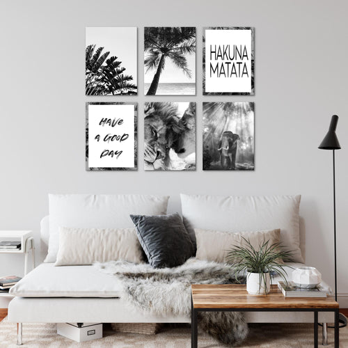 Novart Wandbilder - KEIN EXTRA RAHMEN BENÖTIGT - Wohnzimmer Schlafzimmer - Bilder Modern Löwenpaar - Zitate - N014665a
