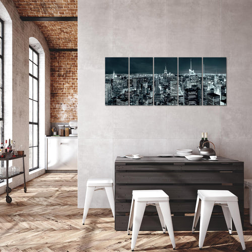 Runa Art Bild New York Skyline Wandbilder auf Vlies Leinwand 5 Teilig Wanddekoration Wohnzimmer Büro 036256b