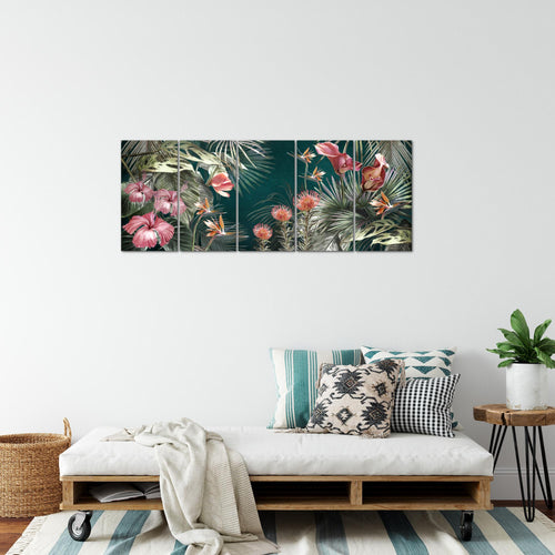 Runa Art Bild Blumen Wandbilder auf Vlies Leinwand 5 Teilig Wanddekoration Wohnzimmer Schlafzimmer 043356a