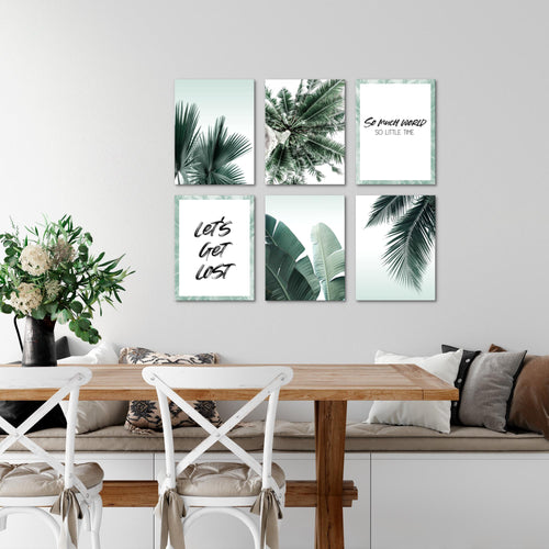 Novart Wandbilder - KEIN EXTRA RAHMEN BENÖTIGT - Wohnzimmer Schlafzimmer - Bilder Modern Palmen - Grün - N014765a