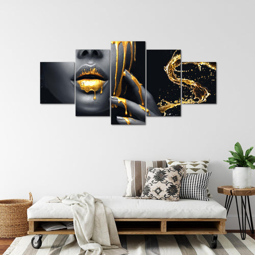 Runa Art - Bilder Abstrakt 200 x 100 cm 5 Teilig XXL Wanddekoration Design Minimalismus Grau 041551a