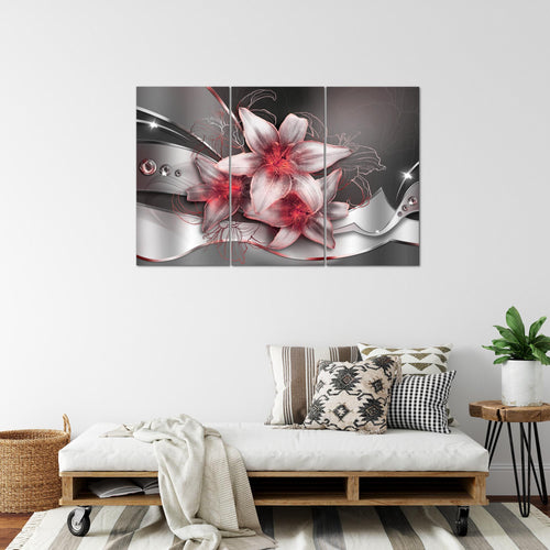 Runa Art Wandbilder Blumen Lilien Bild XXL Wohnzimmer Schlafzimmer Schwarz Rot Abstrakt 120 x 80 cm 3 Teilig 039631c