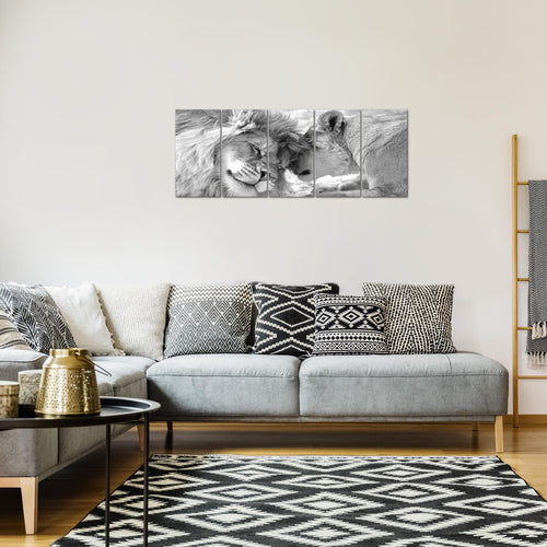 Runa Art Bild Löwen Liebe Wandbilder auf Vlies Leinwand 5 Teilig Wanddekoration Wohnzimmer Schlafzimmer 002156c