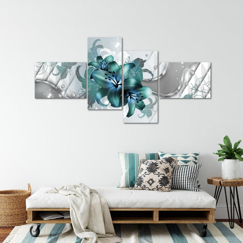 Runa Art Bild XXL 4 Teilig Blumen Lilien 200 x 100 cm Kunstdruck auf Vlies Leinwand Wanddeko Wohnzimmer Schlafzimmer 016541a