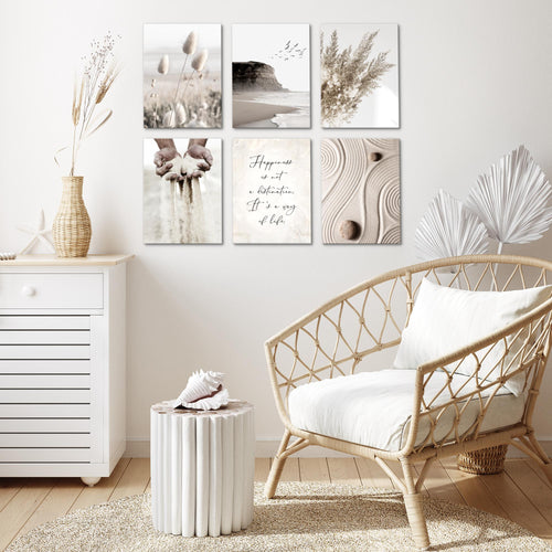 Novart Wandbilder - KEIN EXTRA RAHMEN BENÖTIGT - Wohnzimmer Schlafzimmer - Bilder Modern Strand Boho - Beige - N028165a