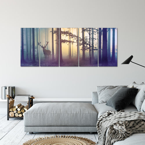 Runa Art Wandbilder XXL Landschaft Wohnzimmer Schlafzimmer Büro 200 x 80 cm Natur 5 Teilig - Made in Germany - 013455a