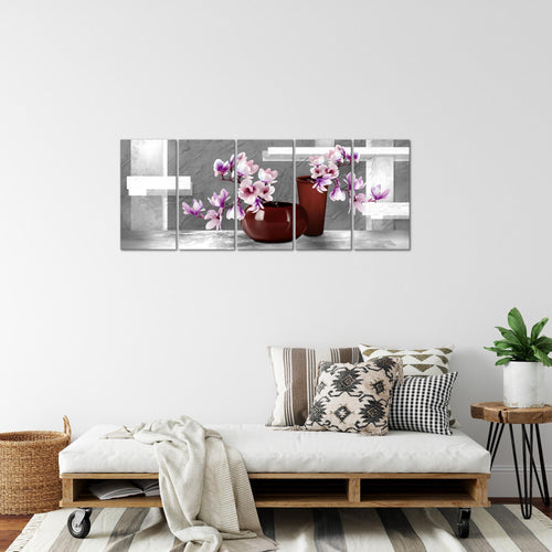 Runa Art Bild Blumen Abstrakt Wandbilder auf Vlies Leinwand 5 Teilig Wanddekoration Wohnzimmer Schlafzimmer 035256c