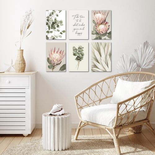 Novart Wandbilder Set Blätter Pflanzen - KOMPLETT AUFHÄNGFERTIG - Made in Germany - Moderne Bilder  Wohnzimmer Schlafzimmer - N028064a
