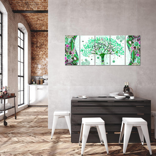 Runa Art Bild Gustav Klimt Baum des Lebens Wandbilder auf Vlies Leinwand 5 Teilig Wanddekoration Wohnzimmer 004656b