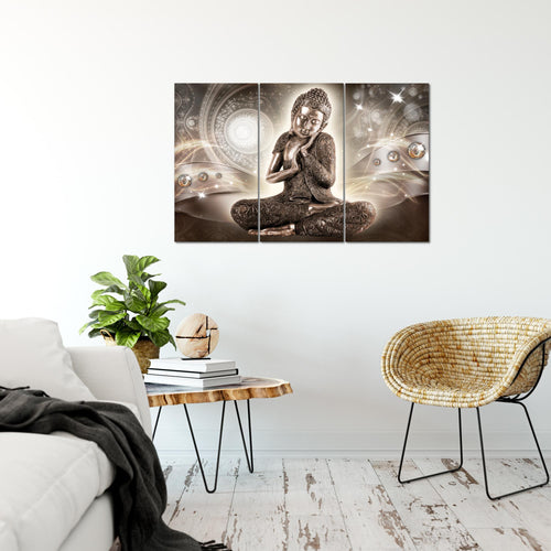 Runa Art Wandbilder Buddha Zen Bild XXL Wohnzimmer Schlafzimmer Braun Feng Shui 120 x 80 cm 3 Teilig 041631a