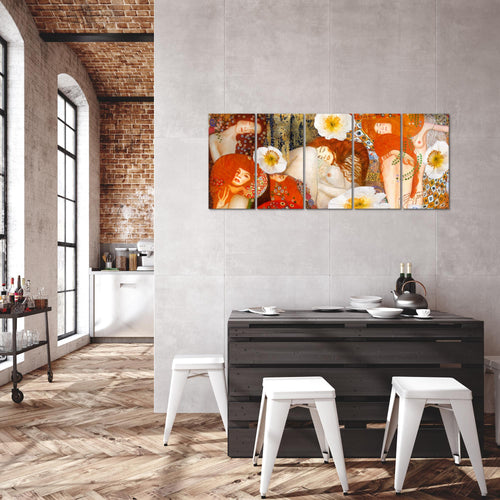 Runa Art Bild Collage Gustav Klimt Wandbilder auf Vlies Leinwand 5 Teilig Wanddekoration Wohnzimmer 018556a