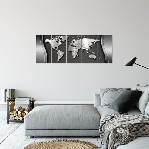 Runa Art Bild Weltkarte Wandbilder auf Vlies Leinwand 5 Teilig Wanddekoration Büro Wohnzimmer 107256a