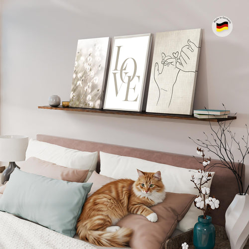 Novart Bilder Set Blumen Pflanzen - KEIN EXTRA RAHMEN BENÖTIGT - Wandbilder für Wohnzimmer Schlafzimmer Büro - 3 Teilig Deko Blumen - N023336a