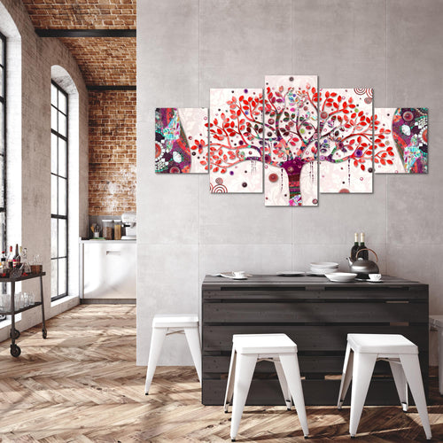 Runa Art - Bilder Gustav Klimt Baum des Lebens 200 x 100 cm 5 Teilig XXL Wanddekoration Design Rosa 004651c