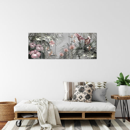 Runa Art Bild Blumen Wandbilder auf Vlies Leinwand 5 Teilig Wanddekoration Wohnzimmer Schlafzimmer 043356c