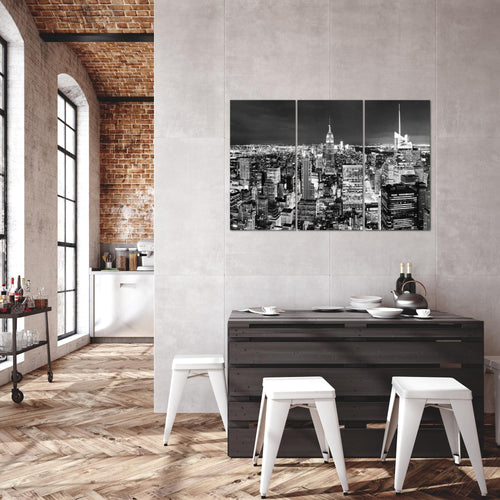 Runa Art Wandbilder New York Skyline Bild XXL Wohnzimmer Büro Schwarz Weiss Amerika NY 120 x 80 cm 3 Teilig 036231c