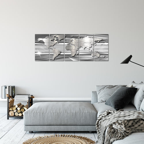 Runa Art Bild Weltkarte Wandbilder auf Vlies Leinwand 5 Teilig Wanddekoration Büro Wohnzimmer 107956b