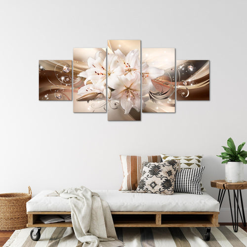 Runa Art - Bilder Blumen Pflanzen 200 x 100 cm 5 Teilig XXL Wanddekoration Design Natur Beige 020151a