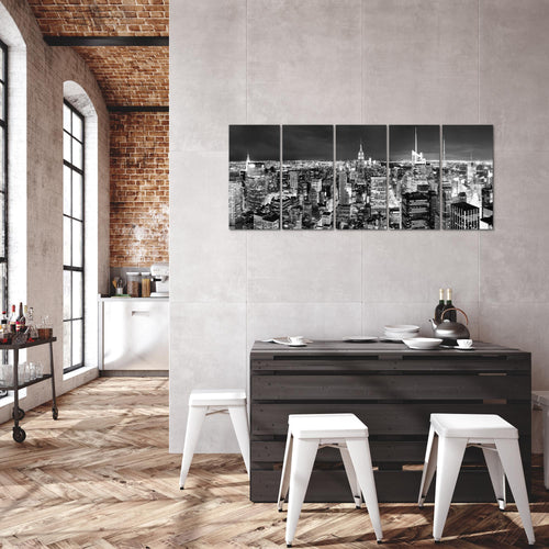 Runa Art Bild New York Skyline Wandbilder auf Vlies Leinwand 5 Teilig Wanddekoration Wohnzimmer Büro 036256c