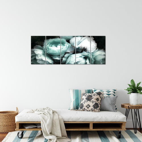 Runa Art Bild Blumen Rosen Wandbilder auf Vlies Leinwand 5 Teilig Wanddekoration Wohnzimmer Schlafzimmer 039156b