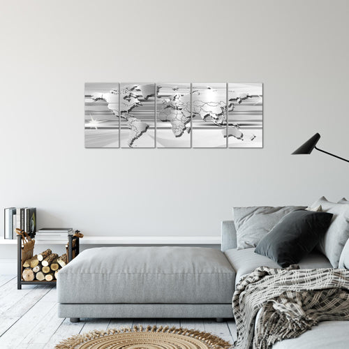 Runa Art Bild Weltkarte Wandbilder auf Vlies Leinwand 5 Teilig Wanddekoration Büro Wohnzimmer 107956c