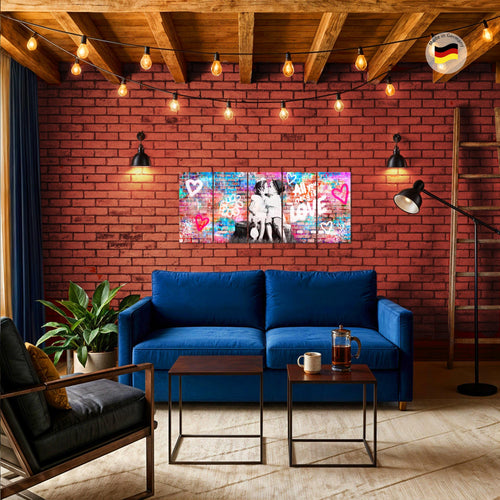 Runa Art Bild the First Kiss Wandbilder auf Vlies Leinwand 5 Teilig Wanddekoration Wohnzimmer Schlafzimmer 044656a