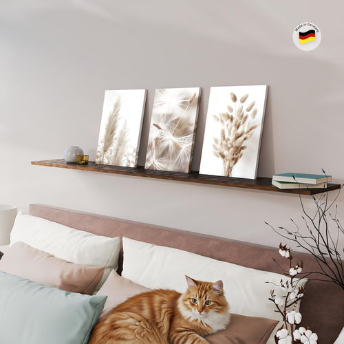 Novart Wandbilder Set Blumen Pflanzen - KOMPLETT AUFHÄNGFERTIG - Wohnzimmer Schlafzimmer Büro Deko - 3 Moderne Bilder Pflanzen - N008935a