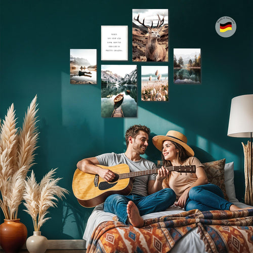 Novart Wandbilder Set Landschaft Natur - KEIN EXTRA RAHMEN BENÖTIGT - Modern Deko - Wohnzimmer Schlafzimmer Büro N013267a