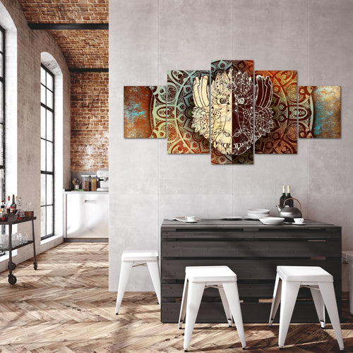 Runa Art - Bilder Mandala Abstrakt 200 x 100 cm 5 Teilig XXL Wanddekoration Design Beige Braun 040151a